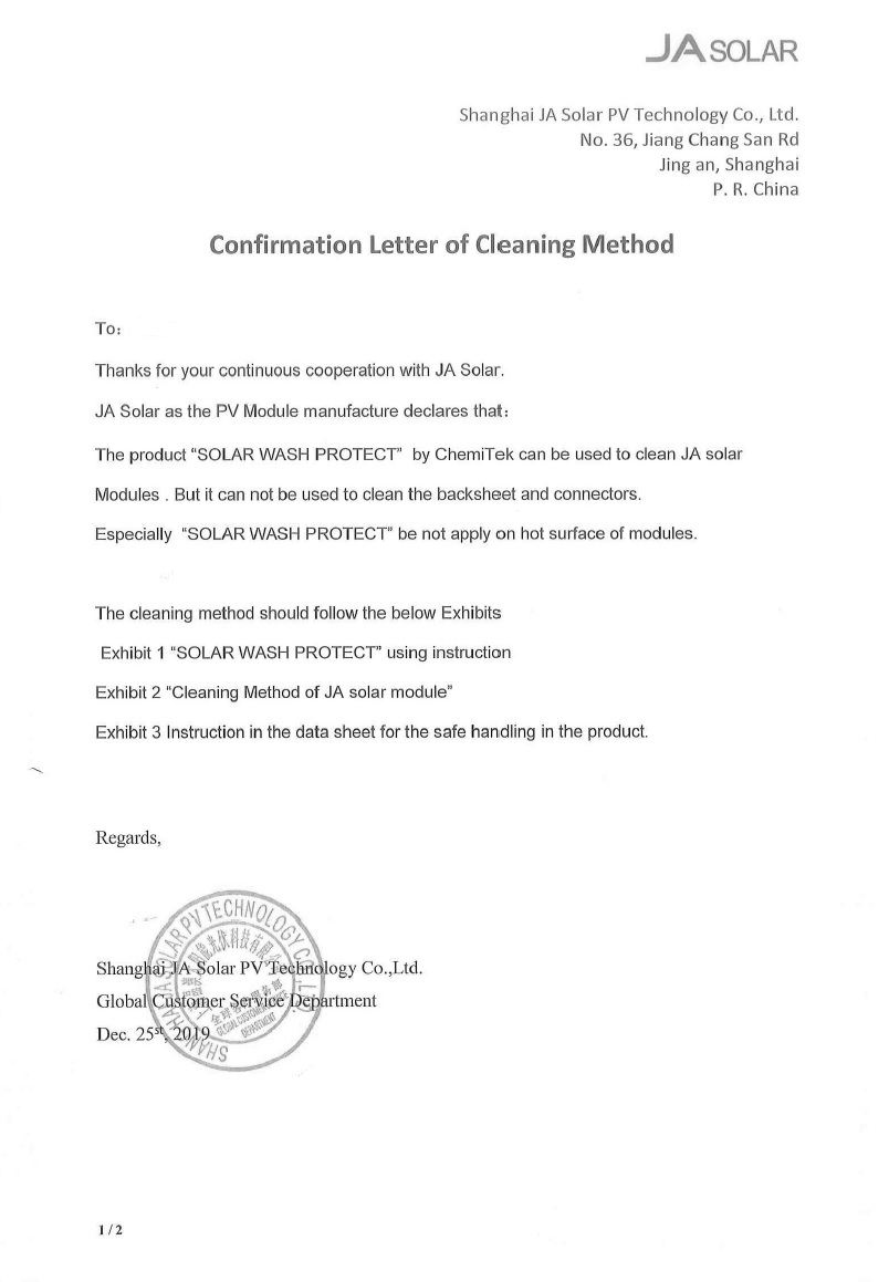 JAsolar_CHEMITEK_Statement for Cleaning Product_SWP (jpeg)